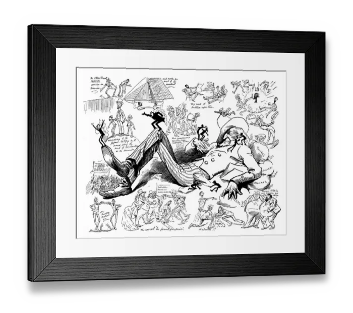 Framed Print : British London satire caricatures comics cartoon illustrations: Irish actors in America Framed Print : British London satire caricatures comics cartoon illustrations: Irish actors in America