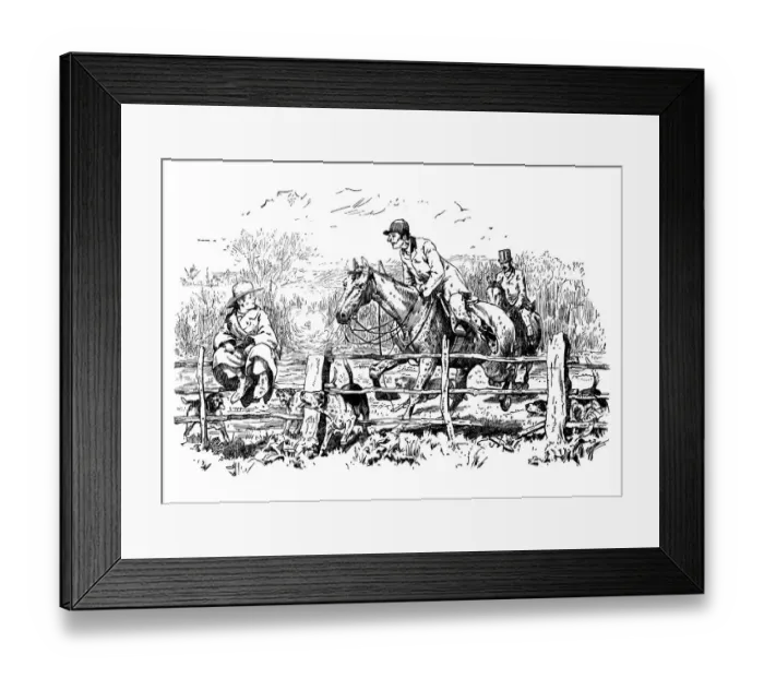 Framed Print : British London satire caricatures comics cartoon illustrations: Horse fence Framed Print : British London satire caricatures comics cartoon illustrations: Horse fence