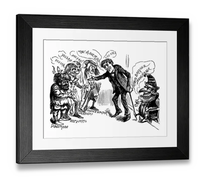 Framed Print : British London satire caricatures comics cartoon illustrations: famous humpback