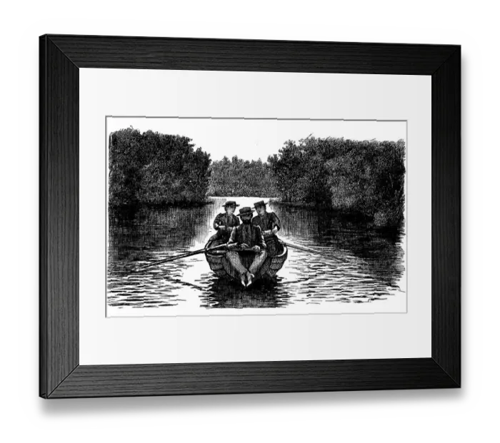 Framed Print : British London satire caricatures comics cartoon illustrations: River boat Framed Print : British London satire caricatures comics cartoon illustrations: River boat