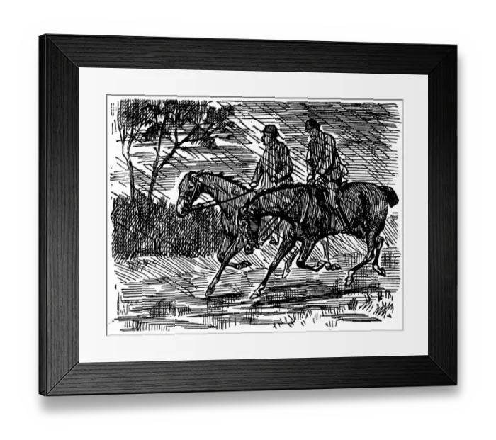 Framed Print : British London satire caricatures comics cartoon illustrations: Man and horse Framed Print : British London satire caricatures comics cartoon illustrations: Man and horse