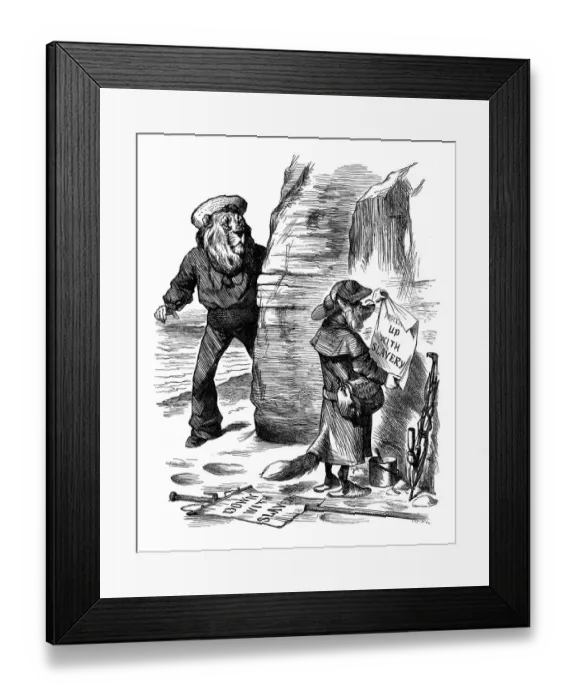 Framed Print : British London satire caricatures comics cartoon illustrations: British Lion