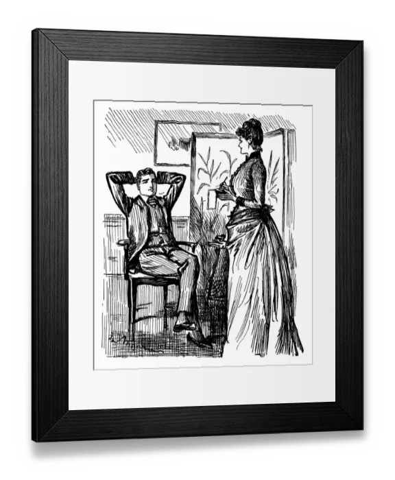 Framed Print : British London satire caricatures comics cartoon illustrations: Couple Framed Print : British London satire caricatures comics cartoon illustrations: Couple