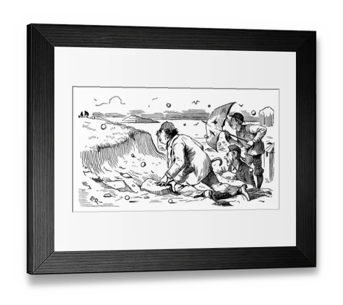 Framed Print : British London satire caricatures comics cartoon illustrations: Golf balls Framed Print : British London satire caricatures comics cartoon illustrations: Golf balls