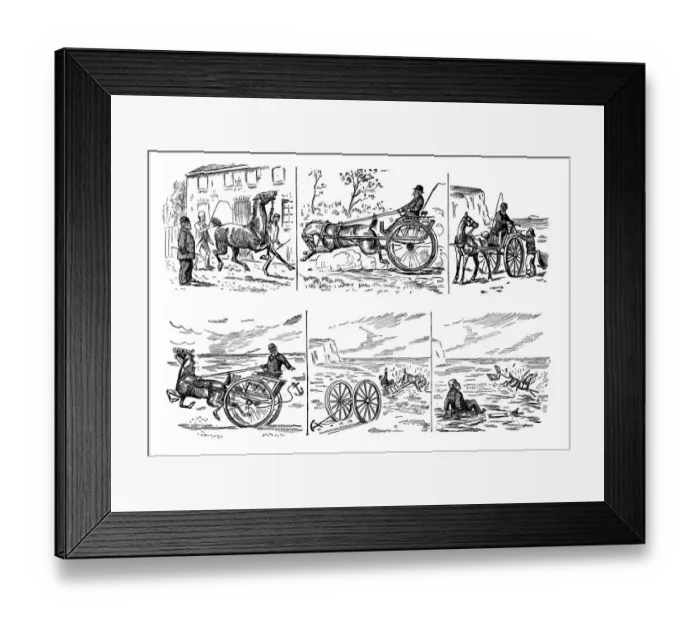 Framed Print : British London satire caricatures comics cartoon illustrations: Carriage accident Framed Print : British London satire caricatures comics cartoon illustrations: Carriage accident