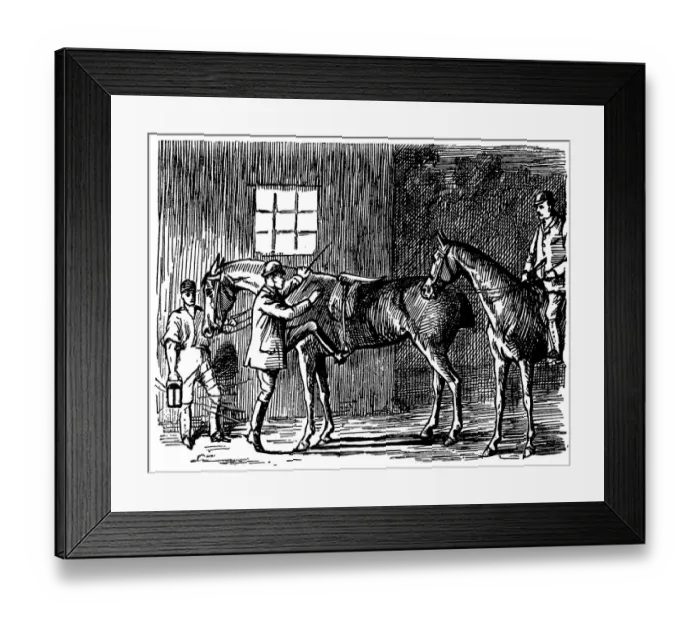 Framed Print : British London satire caricatures comics cartoon illustrations: Man and horse Framed Print : British London satire caricatures comics cartoon illustrations: Man and horse