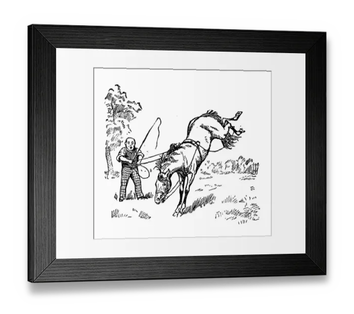 Framed Print : British London satire caricatures comics cartoon illustrations: Man and horse Framed Print : British London satire caricatures comics cartoon illustrations: Man and horse