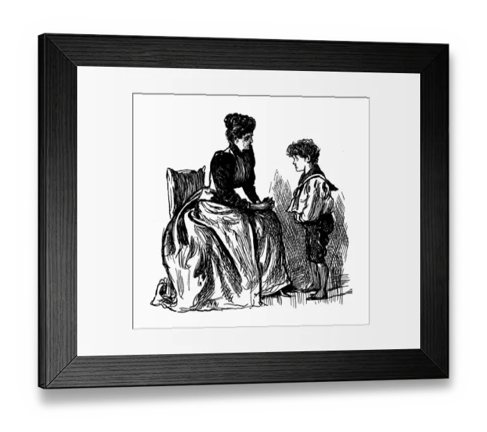 Framed Print : British London satire caricatures comics cartoon illustrations: Mother and son Framed Print : British London satire caricatures comics cartoon illustrations: Mother and son