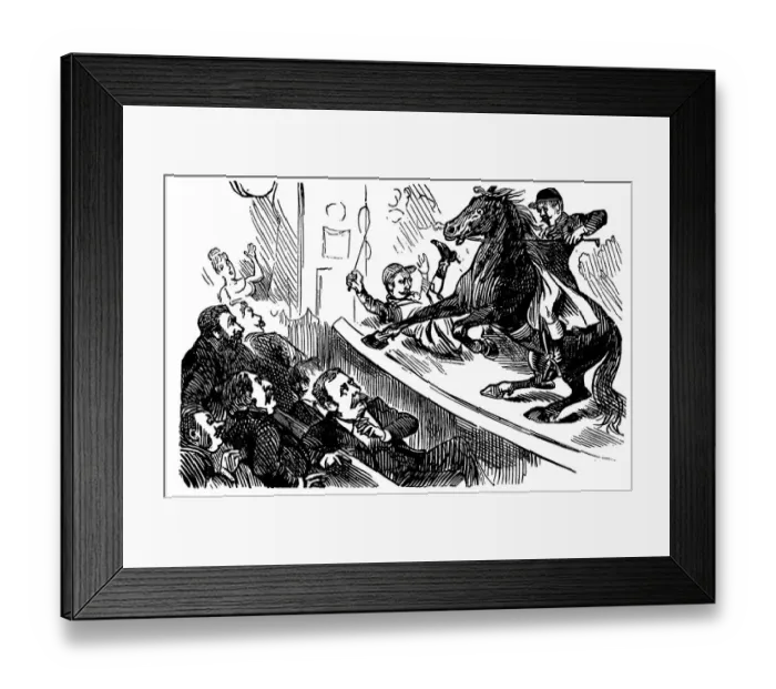 Framed Print : British London satire caricatures comics cartoon illustrations: Horse in theatre