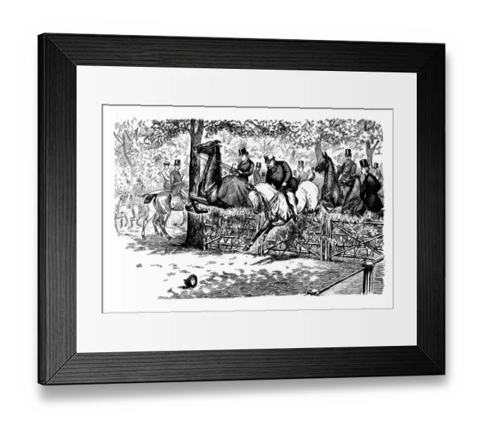 Framed Print : British London satire caricatures comics cartoon illustrations: Horse jump