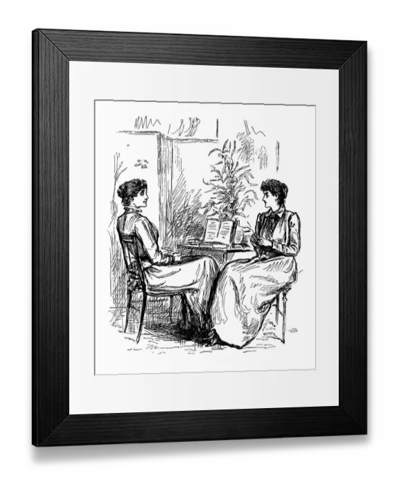 Framed Print : British London satire caricatures comics cartoon illustrations: Women indoors Framed Print : British London satire caricatures comics cartoon illustrations: Women indoors