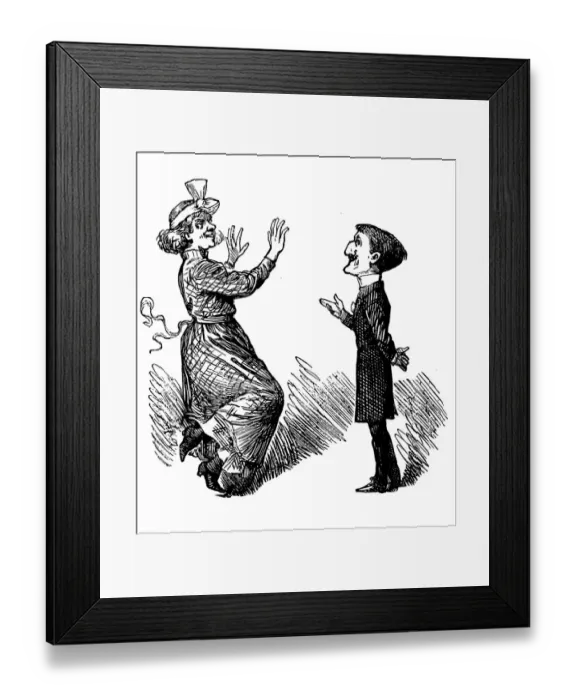 Framed Print : British London satire caricatures comics cartoon illustrations: Couple Framed Print : British London satire caricatures comics cartoon illustrations: Couple