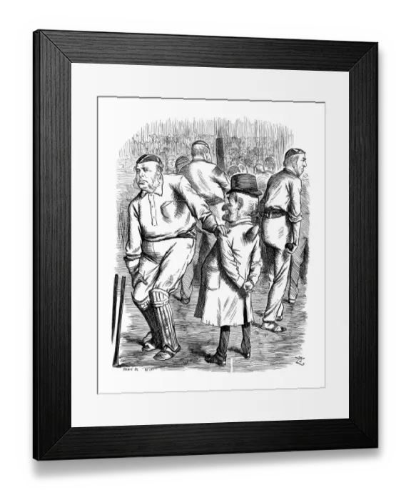 Framed Print : British London satire caricatures comics cartoon illustrations: Cricket Framed Print : British London satire caricatures comics cartoon illustrations: Cricket