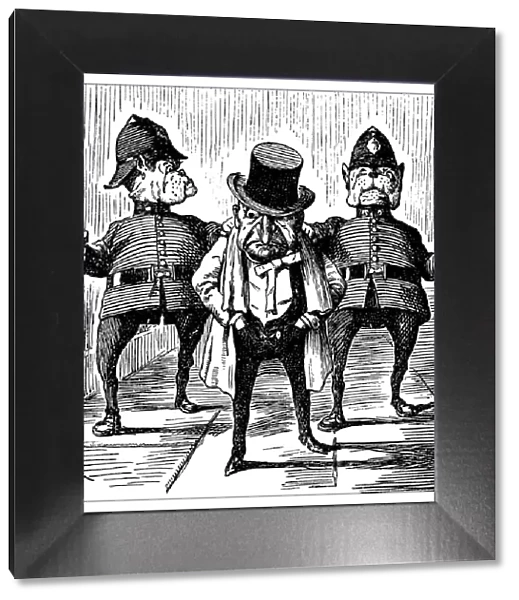 British London satire caricatures comics cartoon illustrations: Arrest