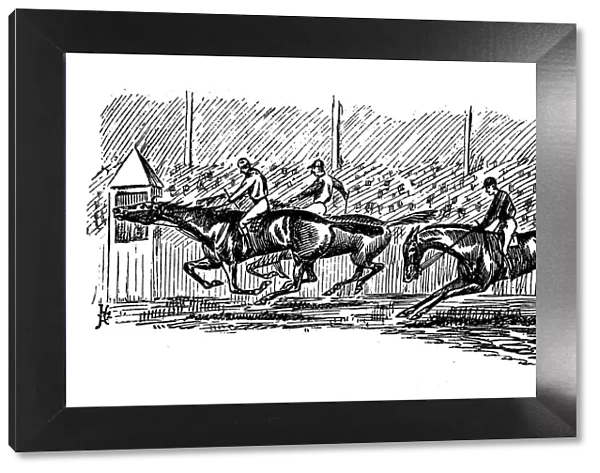 British London satire caricatures comics cartoon illustrations: Horse race
