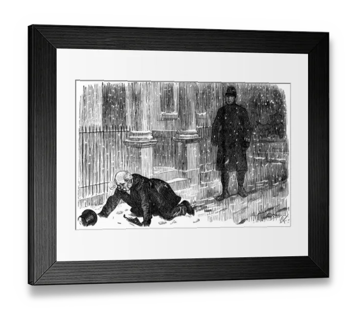 Framed Print : British London satire caricatures comics cartoon illustrations: Falling Framed Print : British London satire caricatures comics cartoon illustrations: Falling