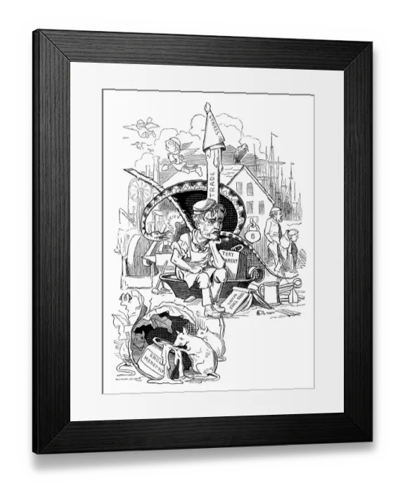 Framed Print : British London satire caricatures comics cartoon illustrations