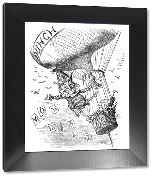 British London satire caricatures comics cartoon illustrations: Man on air balloon