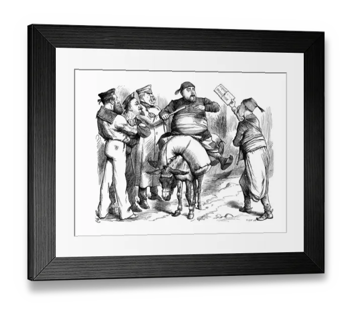 Framed Print : British London satire caricatures comics cartoon illustrations: Donkey