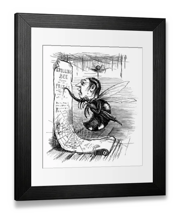 Framed Print : British London satire caricatures comics cartoon illustrations: Spelling bee Framed Print : British London satire caricatures comics cartoon illustrations: Spelling bee