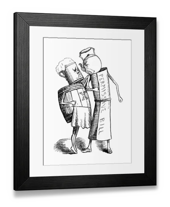 Framed Print : British London satire caricatures comics cartoon illustrations: tea and beer Framed Print : British London satire caricatures comics cartoon illustrations: tea and beer
