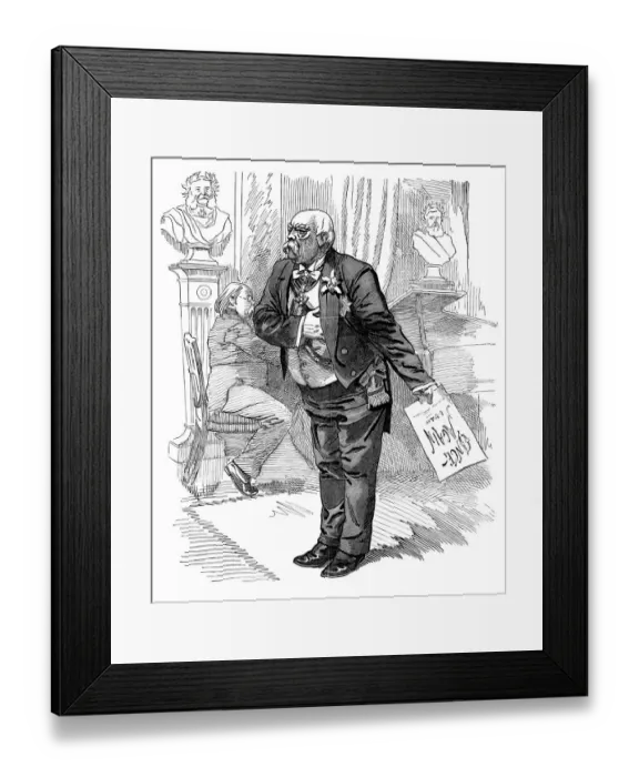 Framed Print : British London satire caricatures comics cartoon illustrations: Retiring man Framed Print : British London satire caricatures comics cartoon illustrations: Retiring man