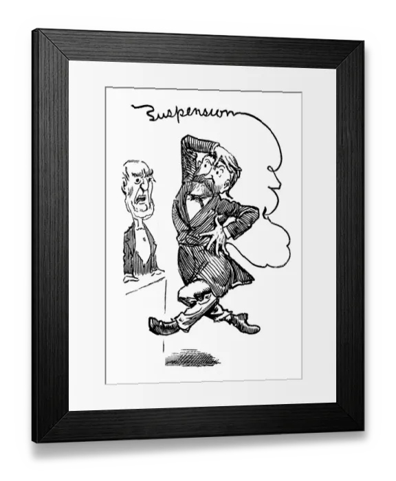 Framed Print : British London satire caricatures comics cartoon illustrations: Suspension Framed Print : British London satire caricatures comics cartoon illustrations: Suspension