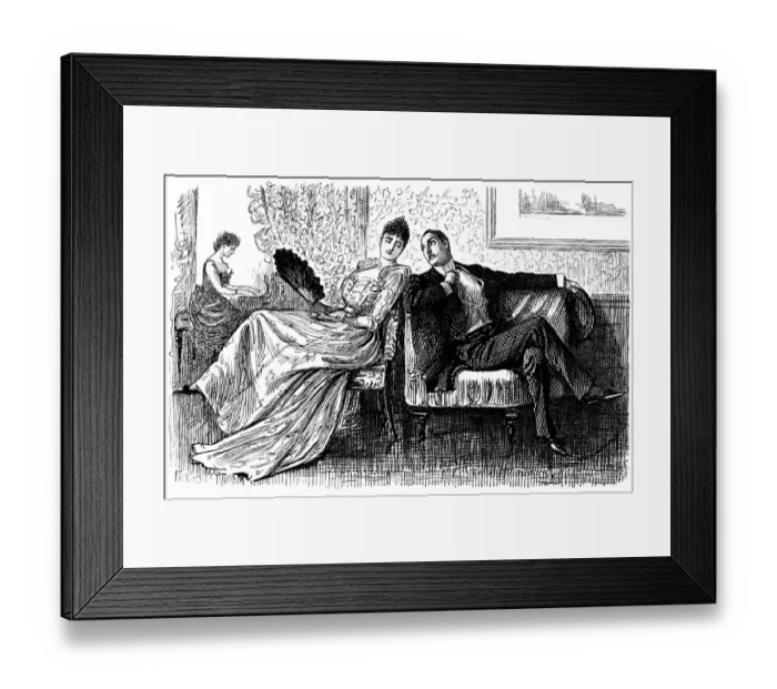 Framed Print : British London satire caricatures comics cartoon illustrations: Couple Framed Print : British London satire caricatures comics cartoon illustrations: Couple