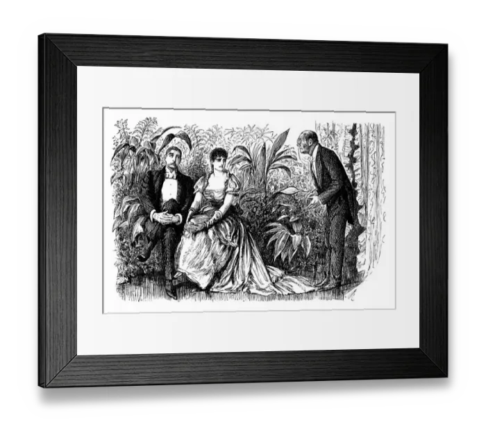 Framed Print : British London satire caricatures comics cartoon illustrations: Couple outdoors Framed Print : British London satire caricatures comics cartoon illustrations: Couple outdoors
