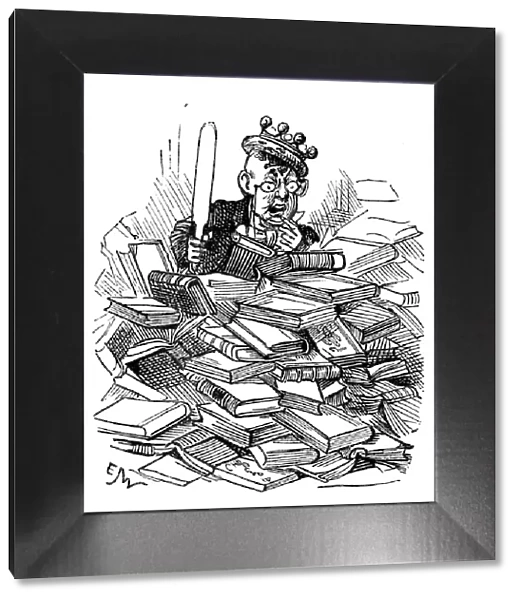 British London satire caricatures comics cartoon illustrations: Man in books