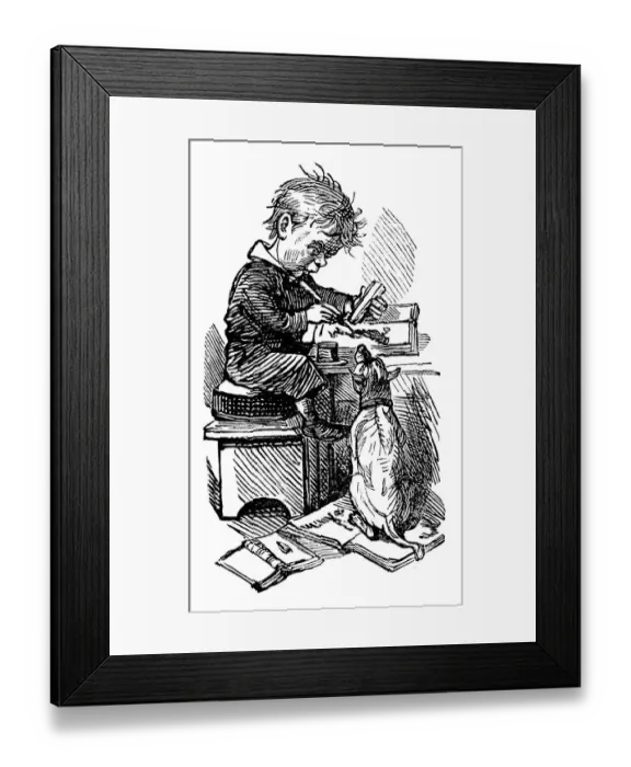 Framed Print : British London satire caricatures comics cartoon illustrations: Writing Framed Print : British London satire caricatures comics cartoon illustrations: Writing