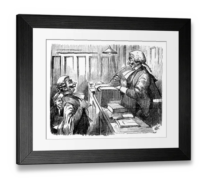 Framed Print : British London satire caricatures comics cartoon illustrations: Trial Framed Print : British London satire caricatures comics cartoon illustrations: Trial