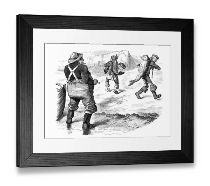 Framed Print : British London satire caricatures comics cartoon illustrations: Seal and lobster Framed Print : British London satire caricatures comics cartoon illustrations: Seal and lobster
