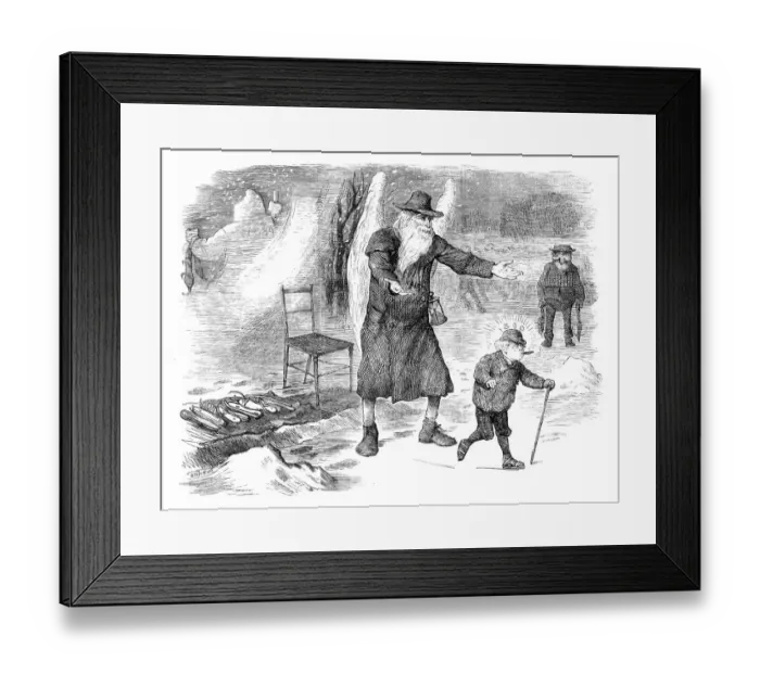 Framed Print : British London satire caricatures comics cartoon illustrations: New year 1890