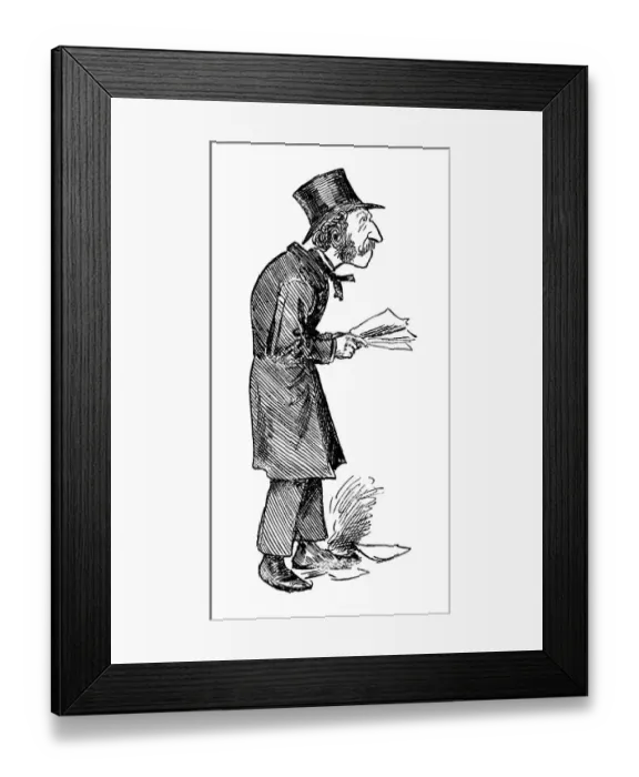 Framed Print : British London satire caricatures comics cartoon illustrations: Man Framed Print : British London satire caricatures comics cartoon illustrations: Man