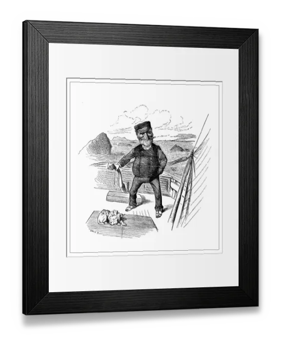 Framed Print : British London satire caricatures comics cartoon illustrations: Boat captain