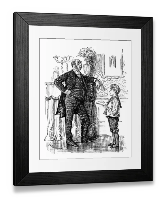 Framed Print : British London satire caricatures comics cartoon illustrations: Boy and father Framed Print : British London satire caricatures comics cartoon illustrations: Boy and father