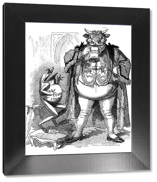 British London satire caricatures comics cartoon illustrations: Frog and bull