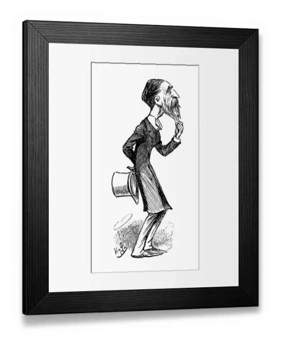 Framed Print : British London satire caricatures comics cartoon illustrations: Man touching beard Framed Print : British London satire caricatures comics cartoon illustrations: Man touching beard