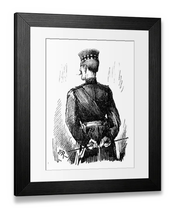 Framed Print : British London satire caricatures comics cartoon illustrations: Soldier back Framed Print : British London satire caricatures comics cartoon illustrations: Soldier back