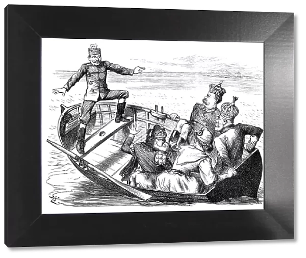 British London satire caricatures comics cartoon illustrations: Kings on boat