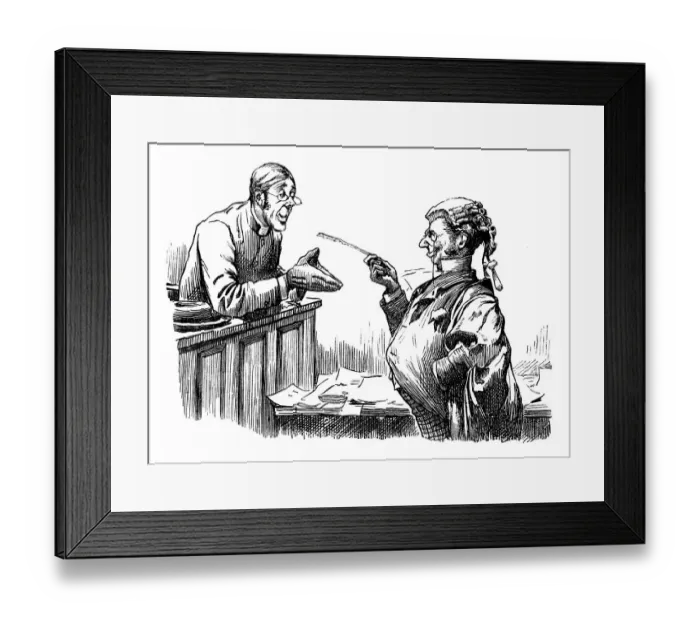 Framed Print : British London satire caricatures comics cartoon illustrations: Trial Framed Print : British London satire caricatures comics cartoon illustrations: Trial