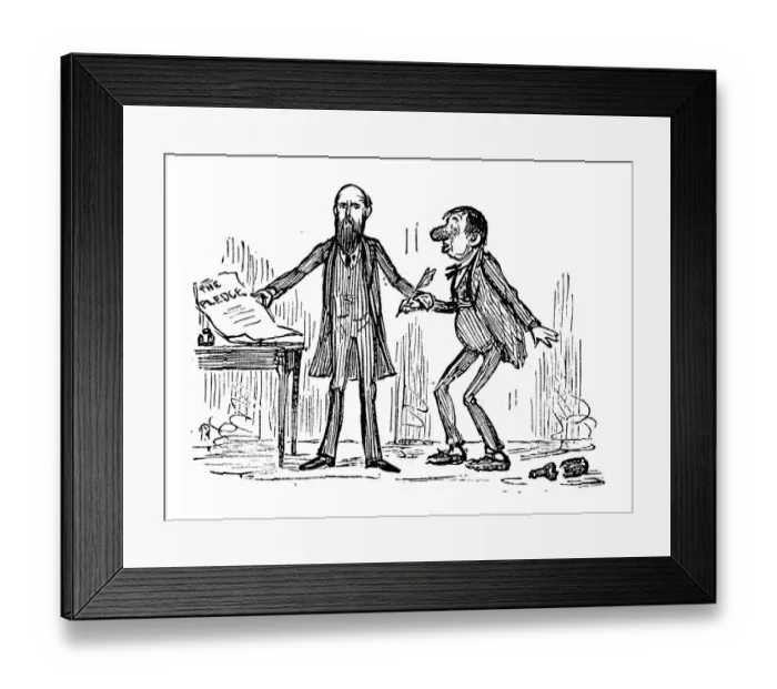 Framed Print : British London satire caricatures comics cartoon illustrations: Drunk man signing pledge