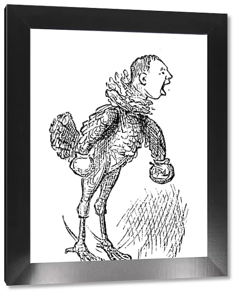 British London satire caricatures comics cartoon illustrations: Screaming man bird