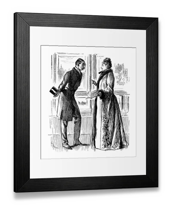 Framed Print : British London satire caricatures comics cartoon illustrations: Couple Framed Print : British London satire caricatures comics cartoon illustrations: Couple