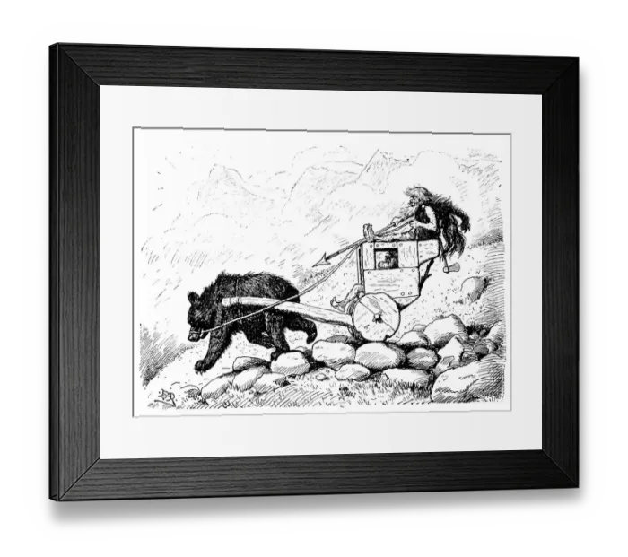 Framed Print : British London satire caricatures comics cartoon illustrations: Prehistoric Bear Carriage Framed Print : British London satire caricatures comics cartoon illustrations: Prehistoric Bear Carriage