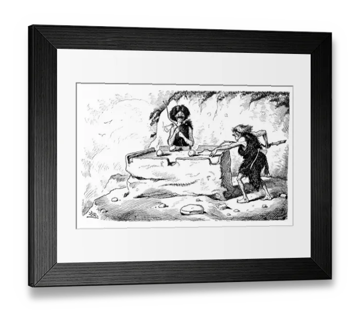 Framed Print : British London satire caricatures comics cartoon illustrations: Prehistoric Billiard Framed Print : British London satire caricatures comics cartoon illustrations: Prehistoric Billiard