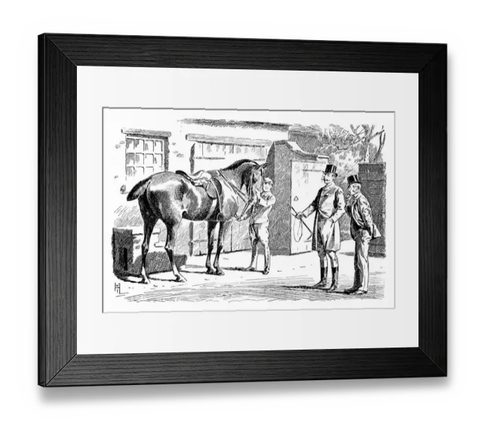 Framed Print : British London satire caricatures comics cartoon illustrations: Race horse