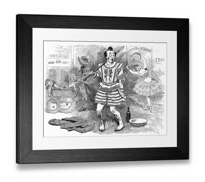 Framed Print : British London satire caricatures comics cartoon illustrations: Scary clown