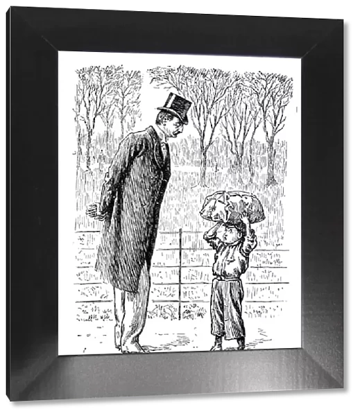 British London satire caricatures comics cartoon illustrations: Man and boy
